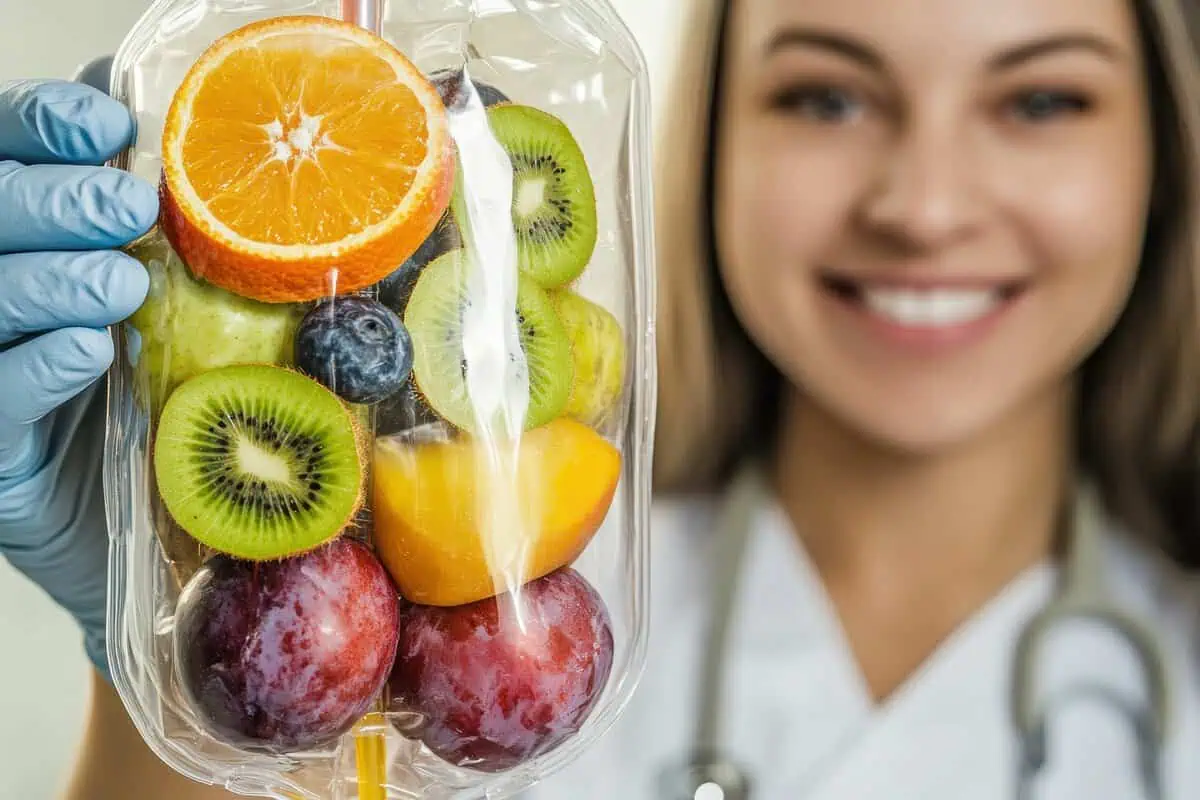 Nurse adjusting IV flow for patient