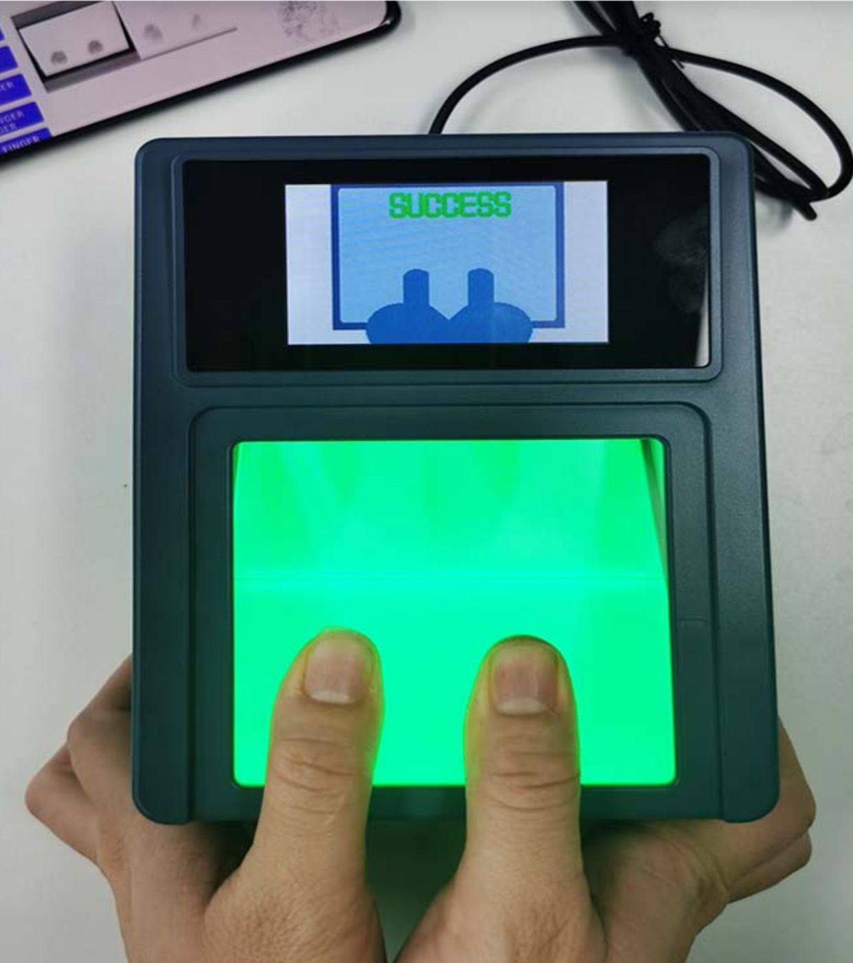 Close-up of fingerprint scanning sensor